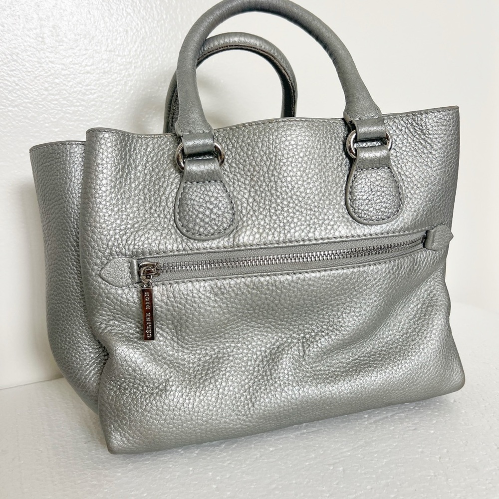 Celine Dion silver pebbled leather “Adagio” purse satchel cross body strap - Picture 2 of 16